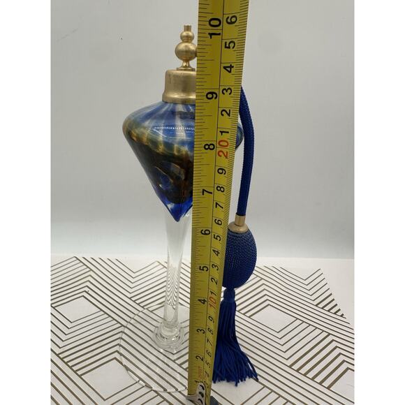 VTG Royal Limited Crystal Royal Blue Fluted Art Glass Perfume Bottle Atomizer - Picture 2 of 3